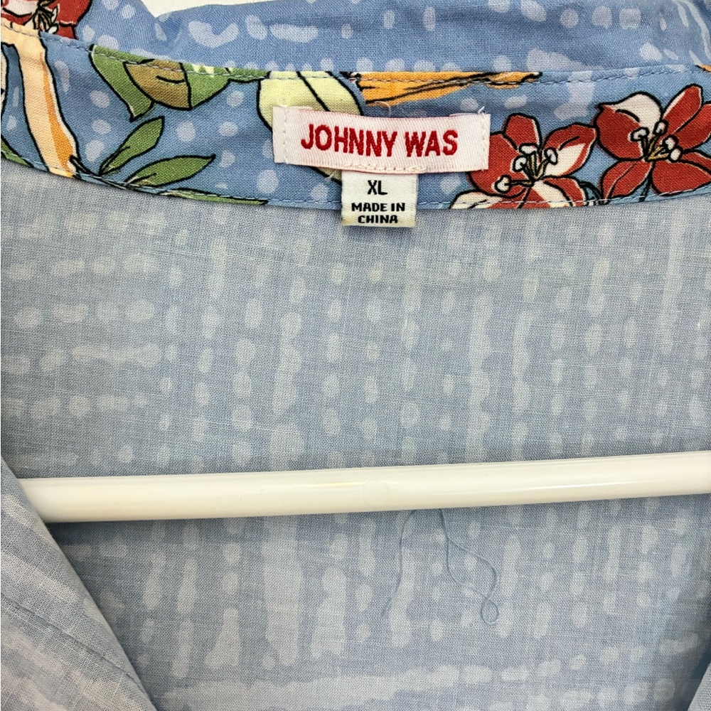 Johnny Was Cotton Floral Blue Long Sleeve Dress - Picture 5 of 7